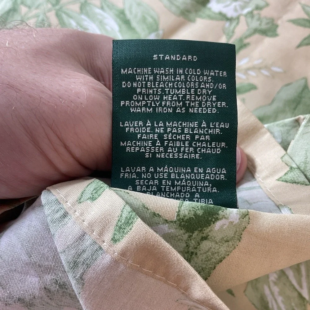 Lauren Ralph Lauren Grand Isle‎ Standard Shams (2)~Green/Tan Botanical Rare